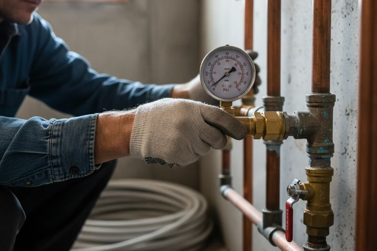 Pressure testing a repaired line during Water Line Repair in Street